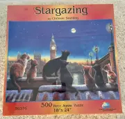NIB Sealed “Stargazing” By Chrissie Snelling 500-Pc Jigsaw Puzzle Cats Big Ben