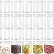 20 Pack 4oz Clear Plastic Jars with Lids,Wide-Mouth Refillable Storage Containers,Empty Round Containers for Candy,Beads,Lotion,Slime Making and Food Storage