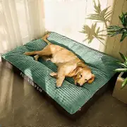 Large Soft Thickened Corduroy Dog Bed with Non-Slip Bottom, Detachable Pet Sleeping Mat for Cats and Dogs, Oversized Kennel Sofa Supply green L-100...