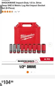 ⭐️NEW⭐️ Milwaukee SHOCKWAVE 9pc 1/2" SAE & Metric Non-marring Lug Nut Socket Set