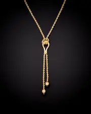 18K Italian Gold Lariat Necklace
