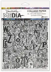 Dina Wakley Media Collage Tissue Paper 7.5"X10" 20/Pkg-Jumbled Letters MDA81838