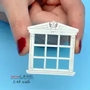 1:48 1/4" quarter scale double window white with Plexiglas dollhouse miniature