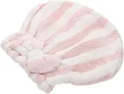 CANIGHT Water Absorbent Bathing Hat Striped Design for Girls Soft Microfiber Material Quick Dry Hair Cap Bathroom Accessory