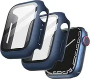 [JETech] Case with Screen Protector for Apple Watch Series 9 8 7 45mm, Overall Protective Cover, Built-in Tempered Glass Film High Sensitivity, 2 Pack (Blue)