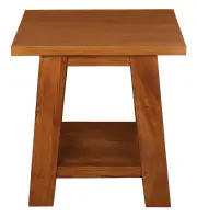 Tokyo Solid Mahogany Timber Lamp Table (Light Pecan)