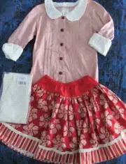 NWT 8 Persnickity Laney Pintucked Shirt Sadie Twirl Skirt Tea Collection Legging
