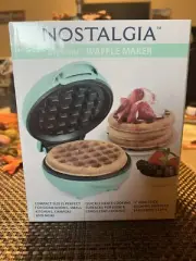 New Nostalgia Mini Waffle Maker NIB Non Stick Easy Clean 5”
