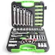 104PCS Socket Set Flexible Head Ratchet Spanner Set 1/4" 1/2" Drive Metric 0608