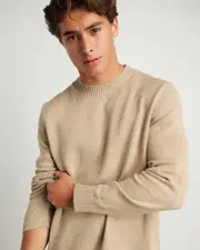[Jag] Jag Men's Tanner Cotton Crew Knit In Oatmeal Neutrals Size Xl XL Neutrals
