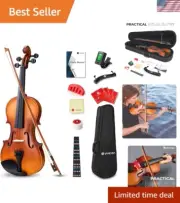 Natural Finish 4/4 Violin Fiddle for Adults & Kids - All-in-One Beginner Set