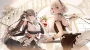 Anime girls maid outfit red eyes macaron sweets cleavage Playmat Gaming Mat Desk