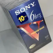Vintage Sony VHS T-120 Blanks 6 Hours 10 Pack VCR Tapes NEW/41c