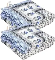 Namaste India Light Weight Reversible Both Side use Single Bed Soft Jaipuri AC Quilt/Razai Designer Blue booti Cotton Quilts Blankets for Home (Size 55X85 inch) - Set of 2 razai