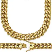 ANTI-TARNISH Cuban Miami Link 24" Chain 18K Gold Plated Stainless Steel 18mm