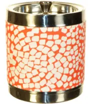 DIANE VON FURSTENBERG DVF Home Ice Bucket With Lid Square Dot Coral/White New