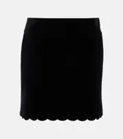 [Chloe] Chloé Scalloped cotton velvet miniskirt AU 16 black