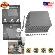 Versatile Anti-Slip Exercise Mat with Interlocking Tiles - 24 Sq Ft Coverage