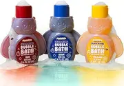 Honeysticks Kids Bubble Bath 3 Pk (Blue, Red, Yellow): Non-Toxic, Plant Based, Non Irritating - Changes Water Colour and Creates Super Foaming Bath Bubbles - Safe for Toddlers 1-3, Kids 4-8, Bath Toys