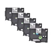 5PK Compatible with Brother P-Touch TZ211 Tze211 Black on White Label Tape 6mm