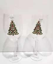 Christmas Rhinestone Christmas Tree Wine Glasses Set of 2