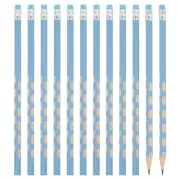 12 Pack Triangle Hole Design HB Graphite Pencil with Eraser, Blue
