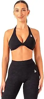[RYDERWEAR] Women's NKD Stonewash Halter Sports Bra - Black Stonewash XS