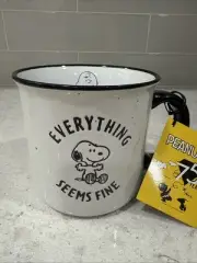 PEANUTS “Everything Seems Fine” 21oz Mug 75th Anniv Snoopy Charlie Balloons Back