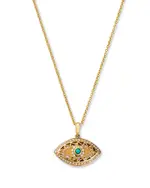 Bloomingdale's Fine Collection Turquoise & Diamond Evil Eye Pendant Necklace in 14K Yellow Gold, 18