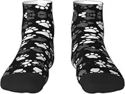 [JEJEA] Black and white Paw Print print Men's Athletic Cushioned Crew Socks Crew Training Athletic Socks Men and Women for Sports