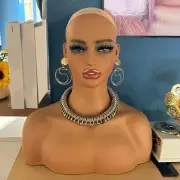 Realistic Mannequin Head Model Head Stand with Makeup Fashion Professional Wig