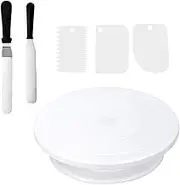 6Pcs Cake Tool Kit 280mm Cake Deco ing Rotating Turntable Kitchen Revolving Display Platform Stand with Spatula & SMO Multicolor276 One Size