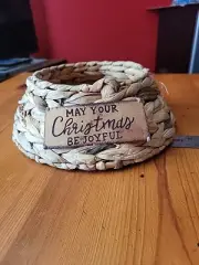 May Your Christmas Be Joyful Mini Tree Skirt Woven Basket