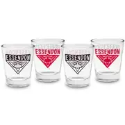 Essendon Bombers AFL Team Logo 50ml Shot Glasses Bar Set of 4