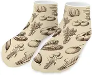 [QMNVBDS] Sketch Style Vegetables Socks Ankle Length Socks Casual Short Socks for Women Men Low Cut Sports Socks Running Socks No Show Socks Ankle Socks Athletic Socks Workout Socks, Style, One Size