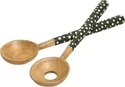 [Dexam] 16050297 Sintra Mango Wood Spotted Salad Servers-Olive Green