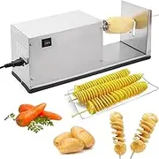 HOOMFIT Electric Tornado Potato Slicer, 50W Electric Potato Slicer，2.5-3mm Even Thickness Stainless Steel Automatic Twisted Potato Cutter Machine Vegetable Cutting Machine for Home Commercial.