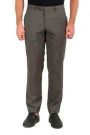 Hugo Boss Men's "Leenon 187375" Gray 100% Wool Flat Front Dress Pants
