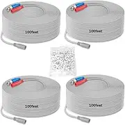 WEILAILIFE 【4 x 100 Feet】 Video Power Cable All-in-One Extension Cables CCTV Security Camera DVR Surveillance Systems