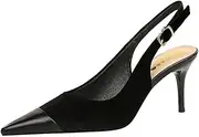 [YGJKLIS] Women Suede Pointed Toe Sandals High Heel 7CM Ankle Strap Classic Slip On Stiletto Pumps