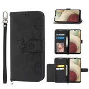 MCC For Samsung Galaxy A12 Wallet Case Cover Extra Card Slots w/ Strap A125 [Black]