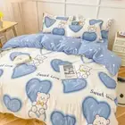 Bedding Set with Quilt Cover Flat Sheet Pillowcase Checkerboard Pinted Bed Linen