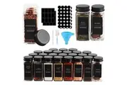 STORFEX 24-Pack 120ml Glass Spice Jars with Labels - Black