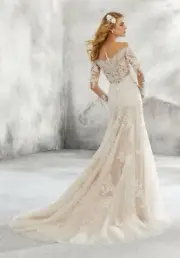 Brand New Mori Lee Leighton Soft Net A-Line Fit and Flare Gown Style 8293