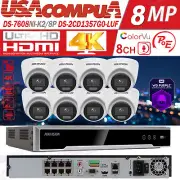 Hikvision 4K 8CH 5MP Security CCTV Camera System PoE IP Camera ColorVu W/Audio