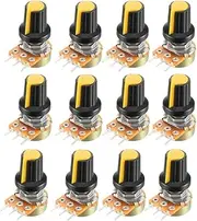 uxcell 12Pcs 100K Ohm Variable Resistors Single Turn Rotary Carbon Film Taper Potentiometer with Knobs