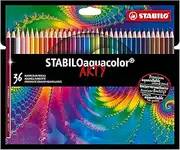 STABILO Aquarellable Colouring Pencil - aquacolor - ARTY - Pack of 36 - Assorted Colours