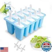 Popsicle Molds, 10 Pieces Silicone Popsicle Molds with Sticks BPA Free Ice Po