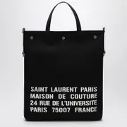 [Saint Laurent] North/South tote bag in black canvas One size Black