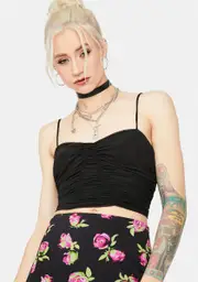 Noir Popular Page Sheer Ruched Crop Top